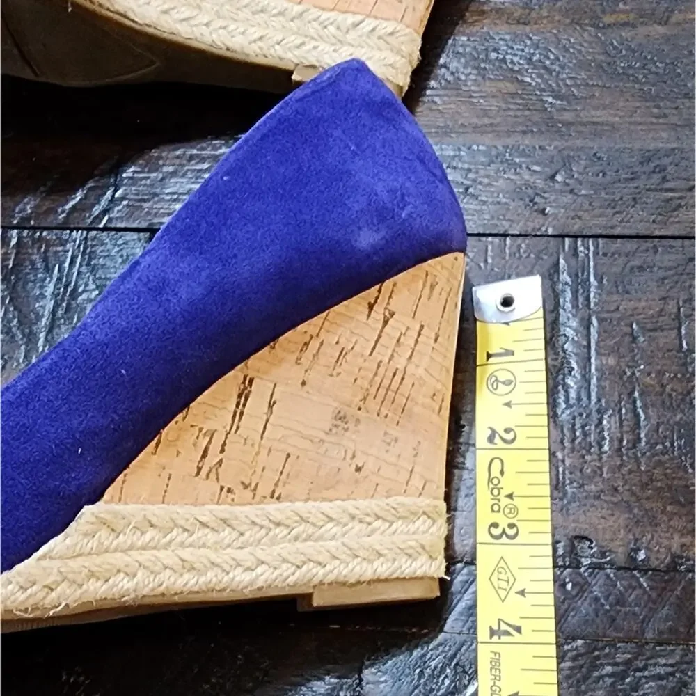 Franco Sarto blue suede cork‎ Wedge heels size 6
